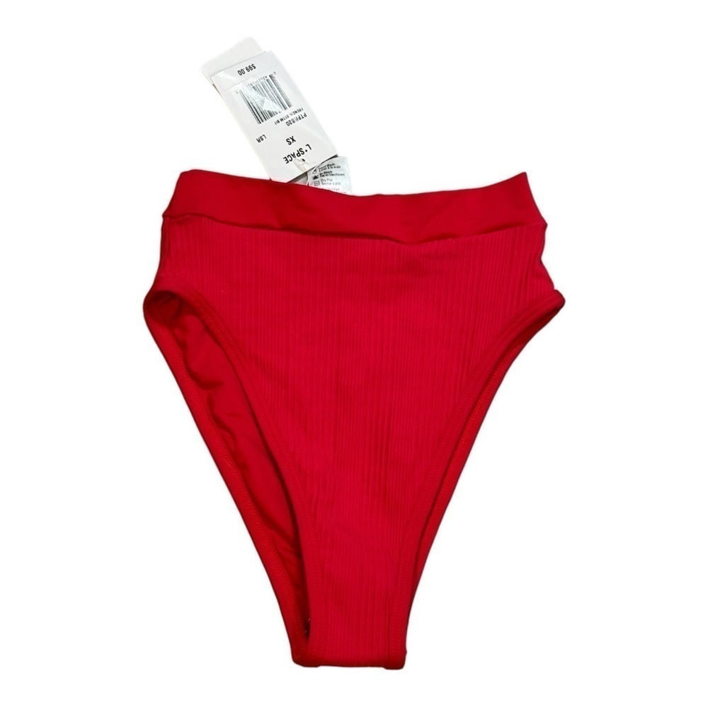 L*space Pointelle Frenchi Bikini Bottom Lipstick Red NWT - Picture 2 of 7